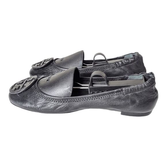 TORY BURCH Minnie Black Leather Ballet Flats Size 7M - Picture 2 of 11